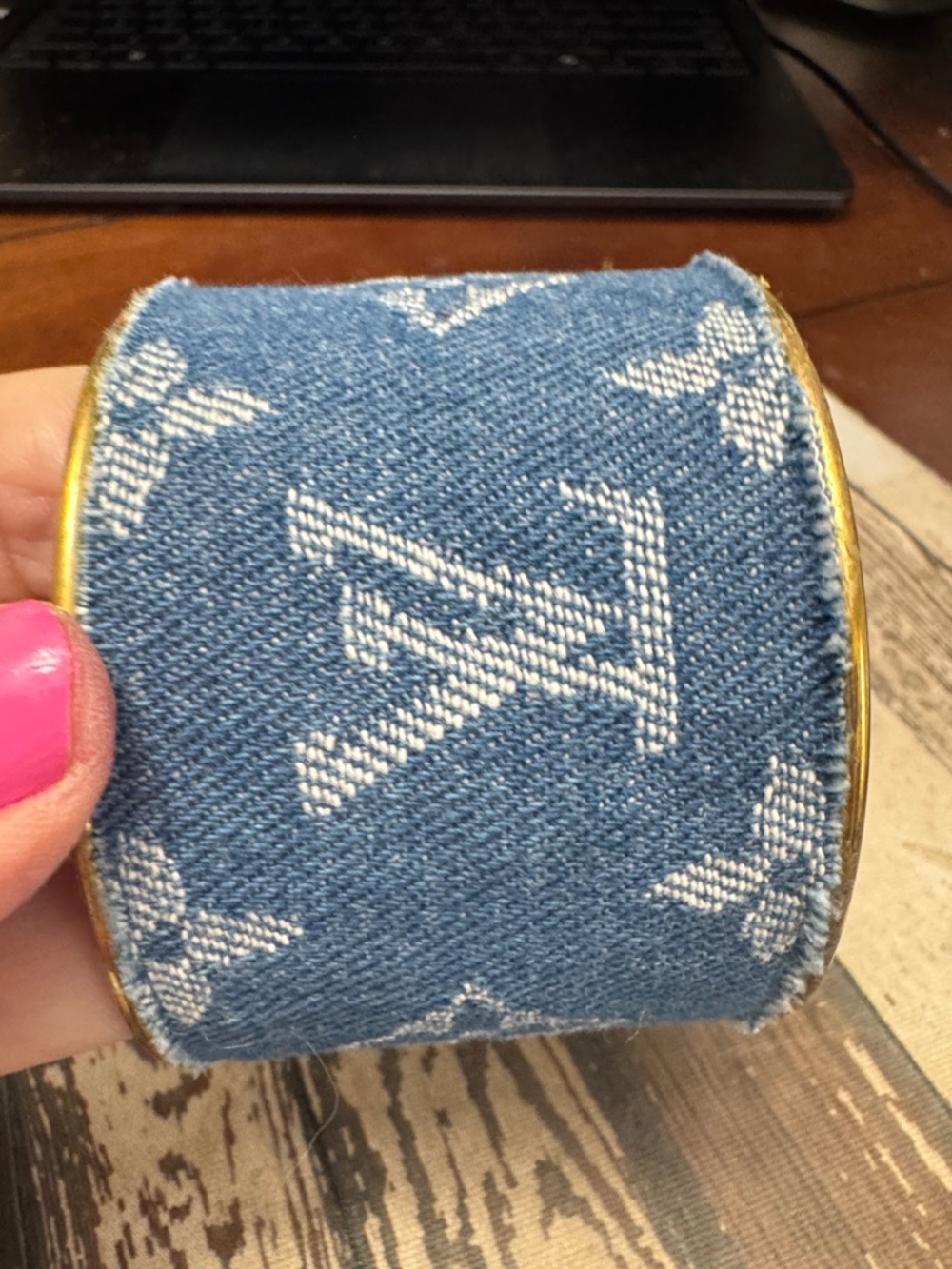 Denim*Luxury DIY* Gold 2 by 2 Cuff handcrafted Only One Left! - Picture 3 of 9